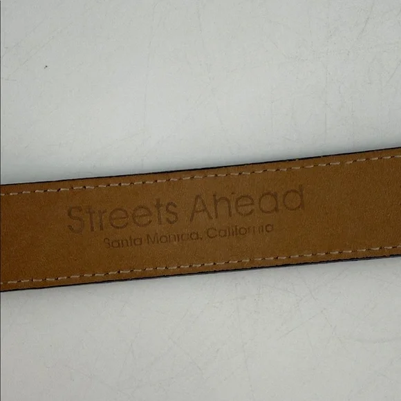 Street Ahead Vintage Croc Embossed Leather Belt Silver Statement Hardware L - Picture 6 of 8